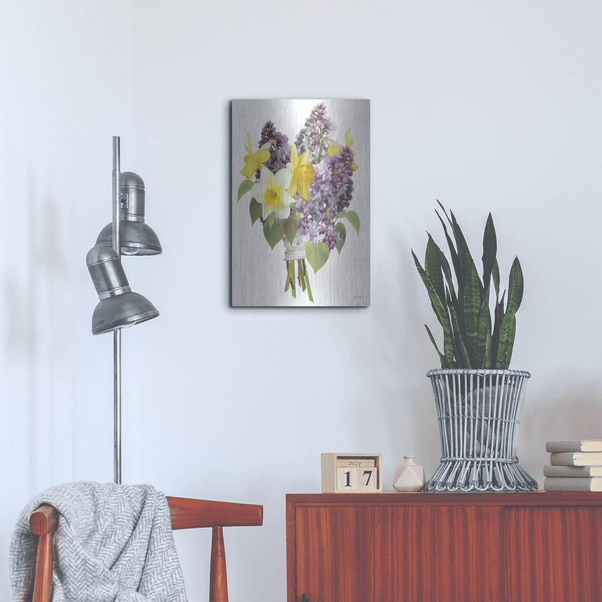 'Lilacs and Daffodils' by House Fenway – Metal Wall Art, 16x24 room view