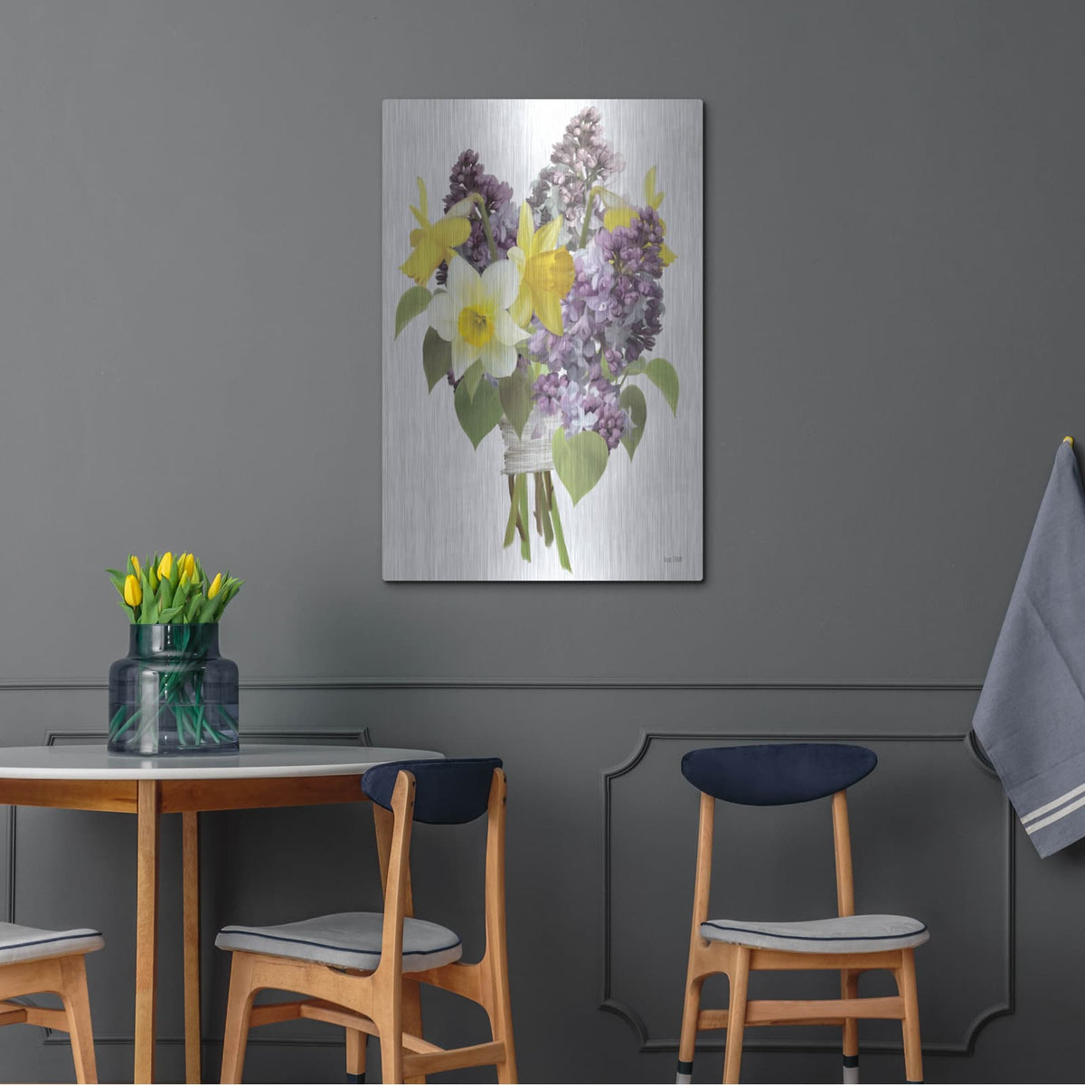 'Lilacs and Daffodils' by House Fenway – Metal Wall Art, 24x36 room view