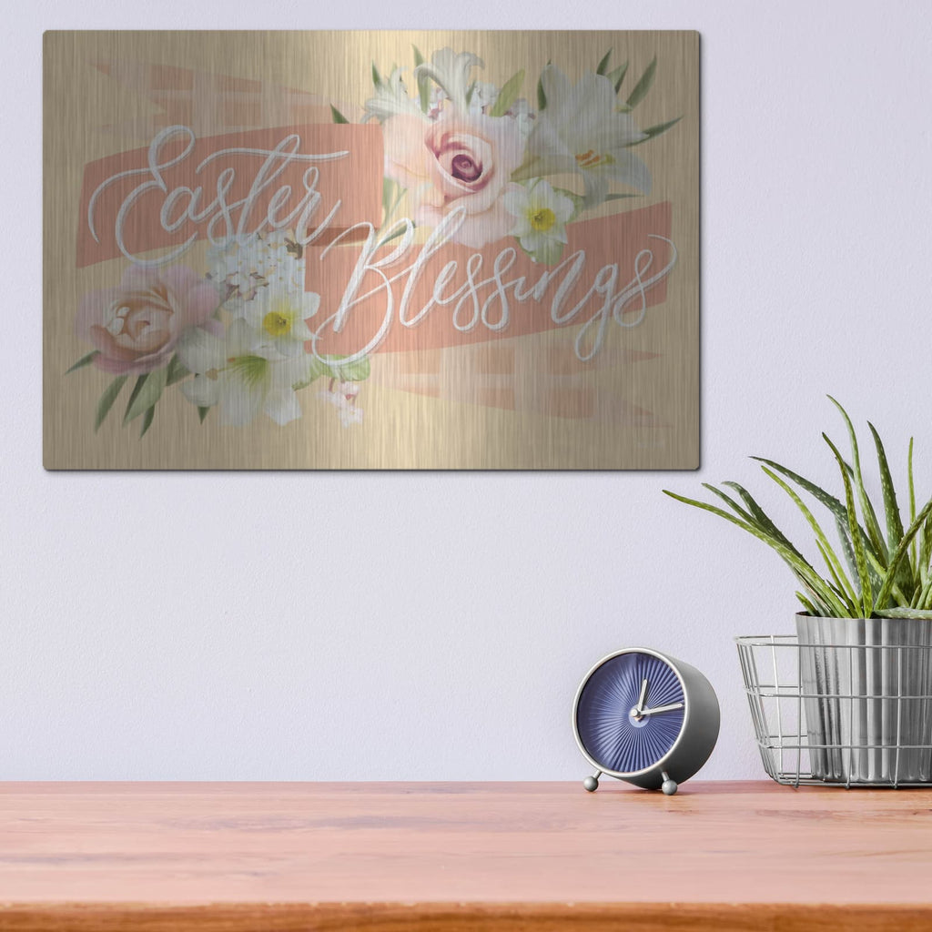 'Easter Blessings in Pink' by House Fenway – Metal Wall Art, 16x12 room view