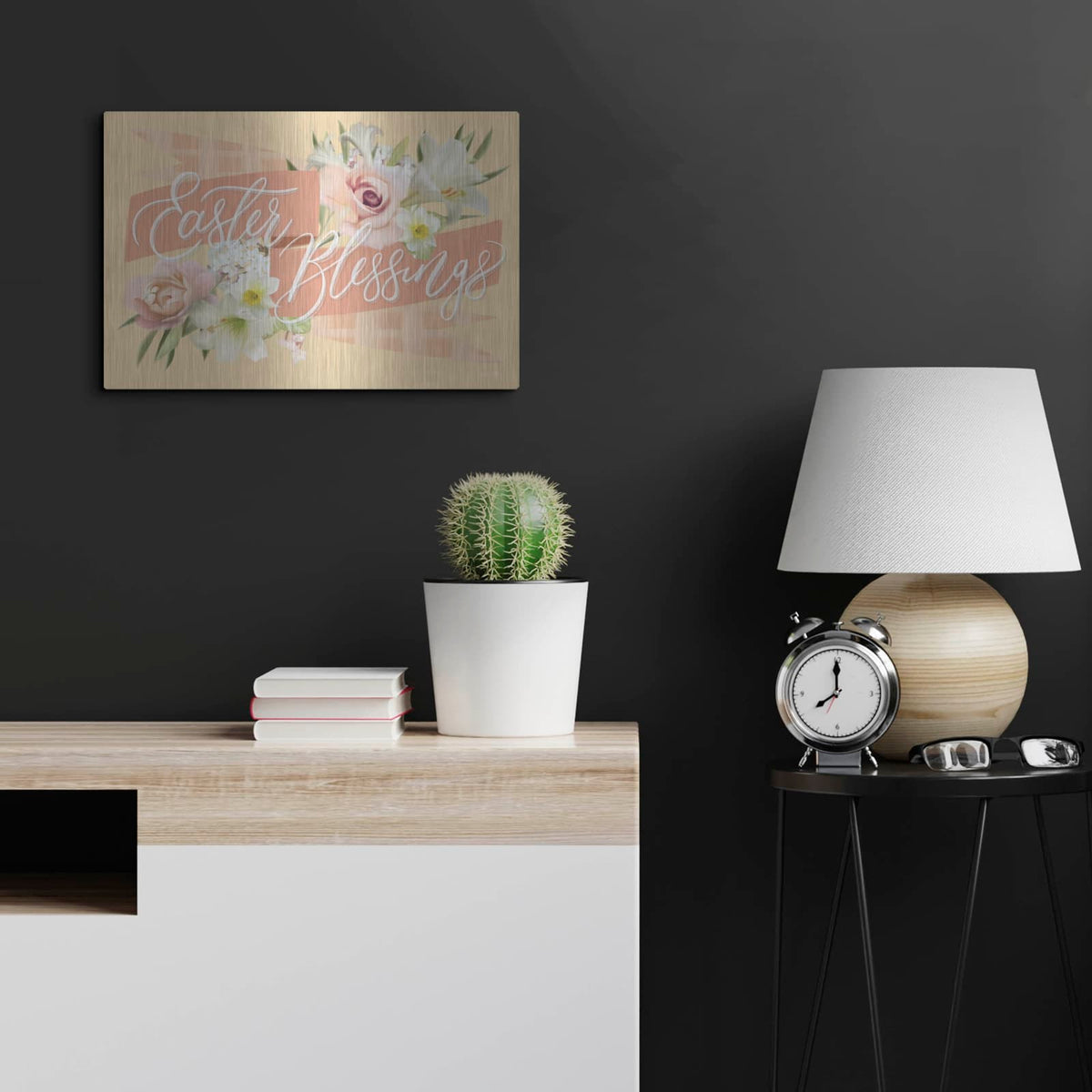 'Easter Blessings in Pink' by House Fenway – Metal Wall Art, 24x16 room view