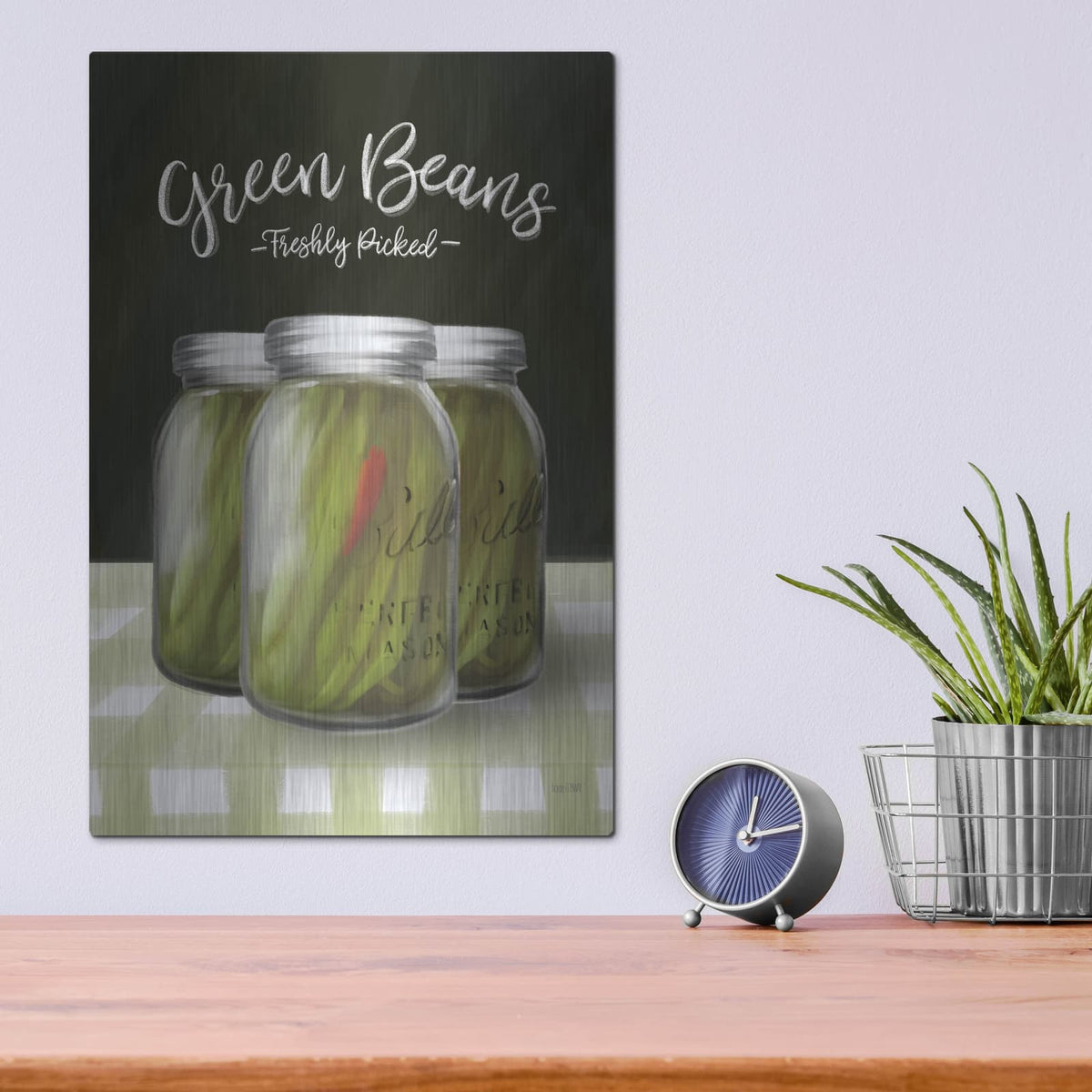 'Farm Fresh Green Beans' by House Fenway – Metal Wall Art, 12x16 room view