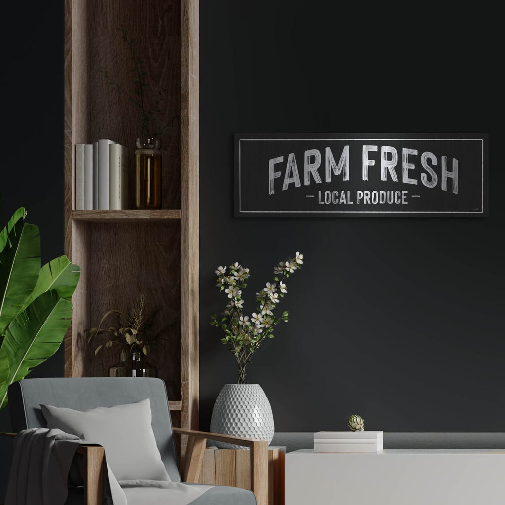 'Farm Fresh Local Produce' by House Fenway – Metal Wall Art, 36x12 room view