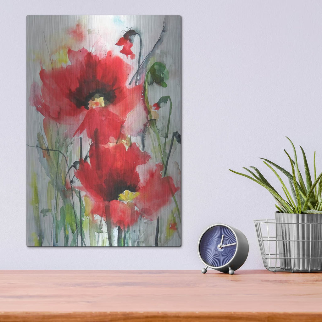 'Red Poppies' by Karin J – Metal Wall Art, 12x16 room view