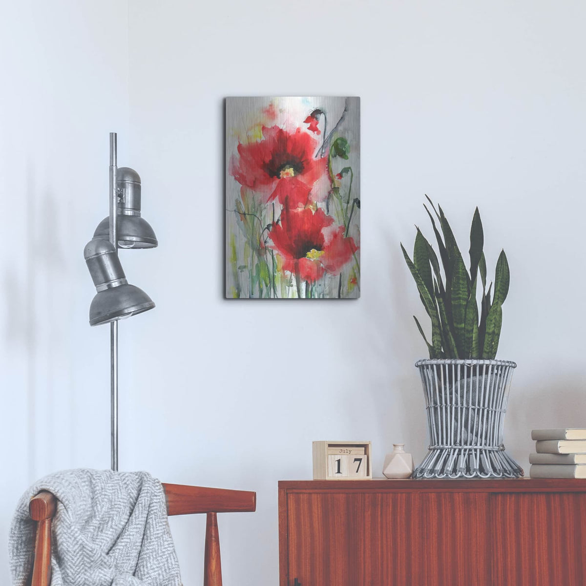 'Red Poppies' by Karin J – Metal Wall Art, 16x24 room view