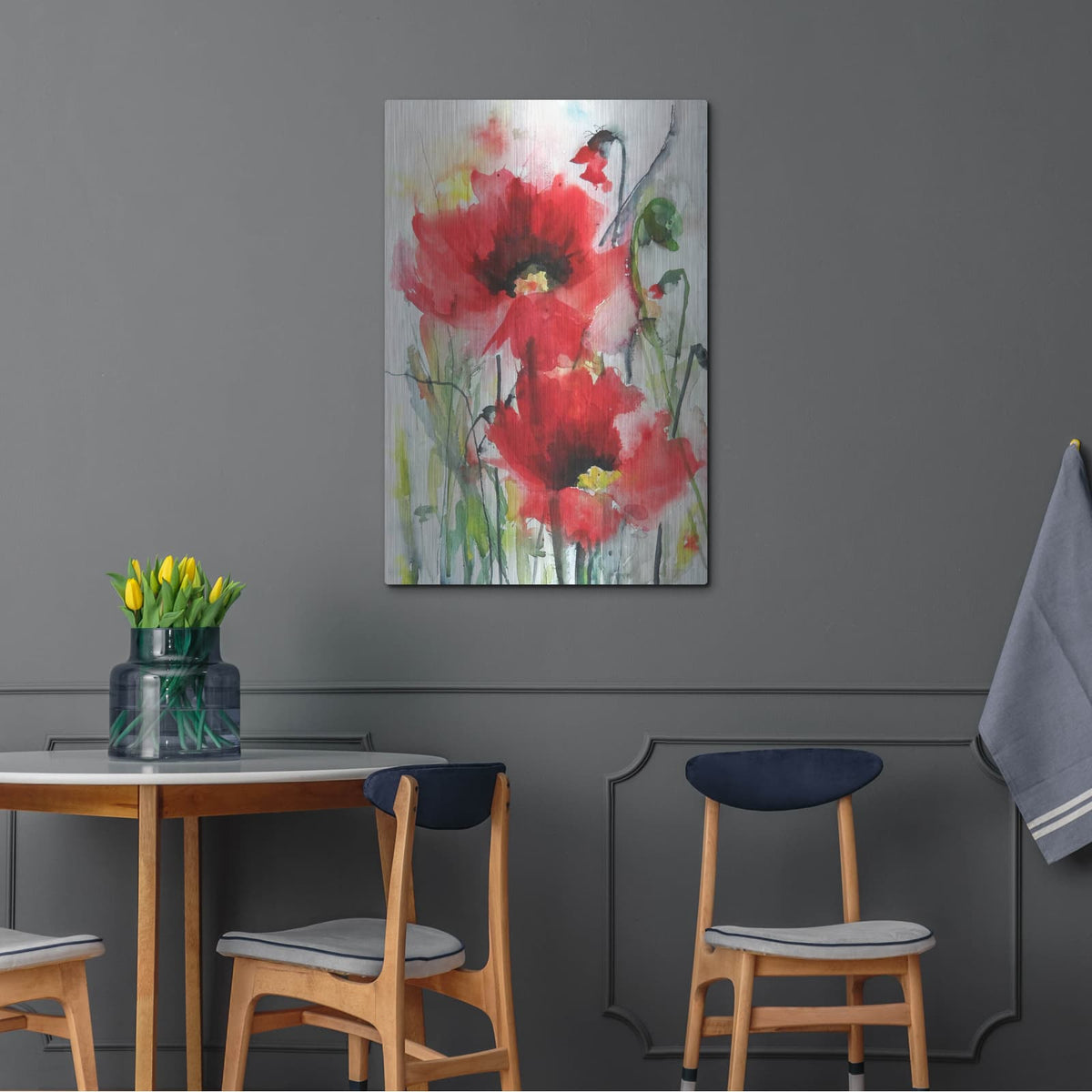 'Red Poppies' by Karin J – Metal Wall Art, 24x36 room view
