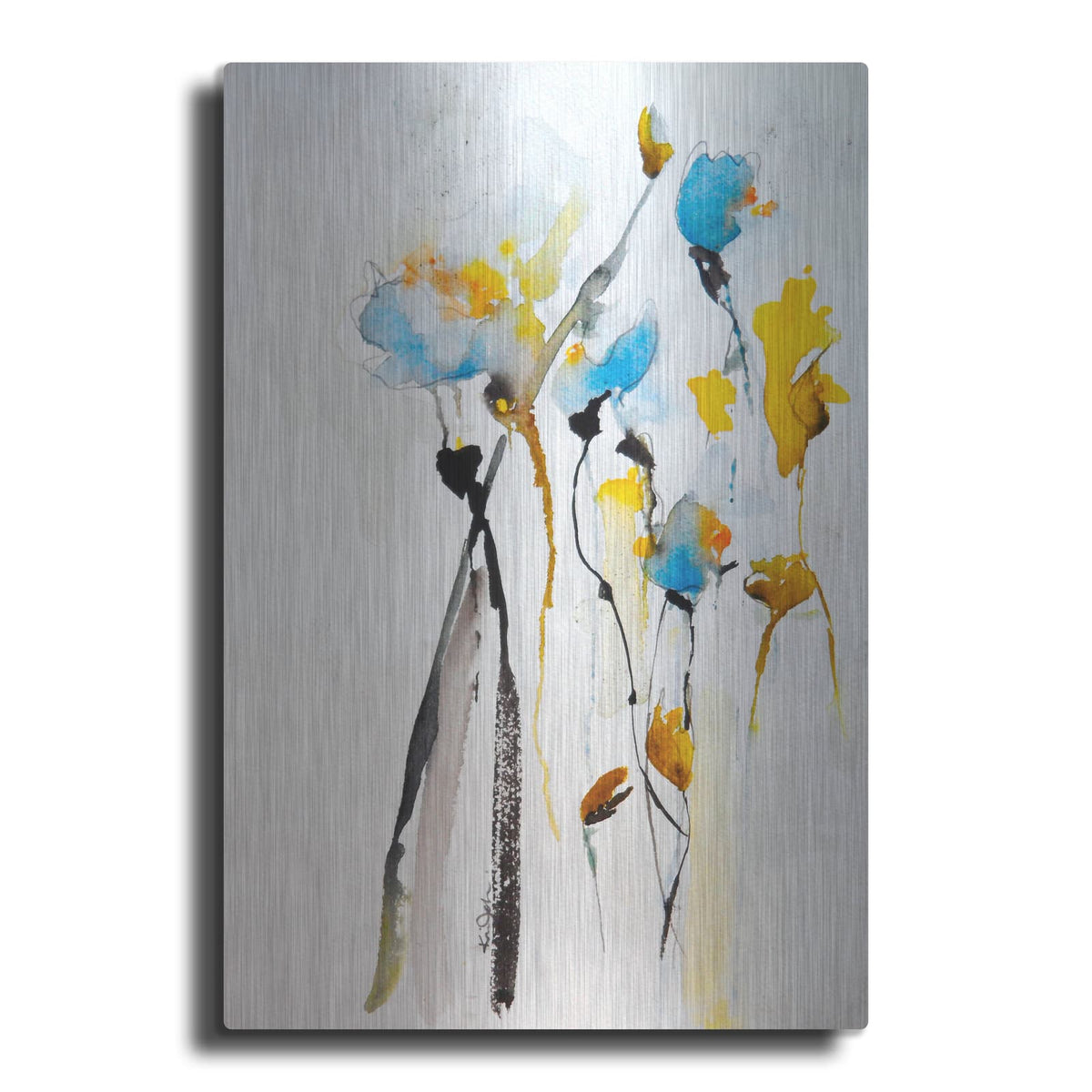 'Blue Flowers II' by Karin J – Metal Wall Art