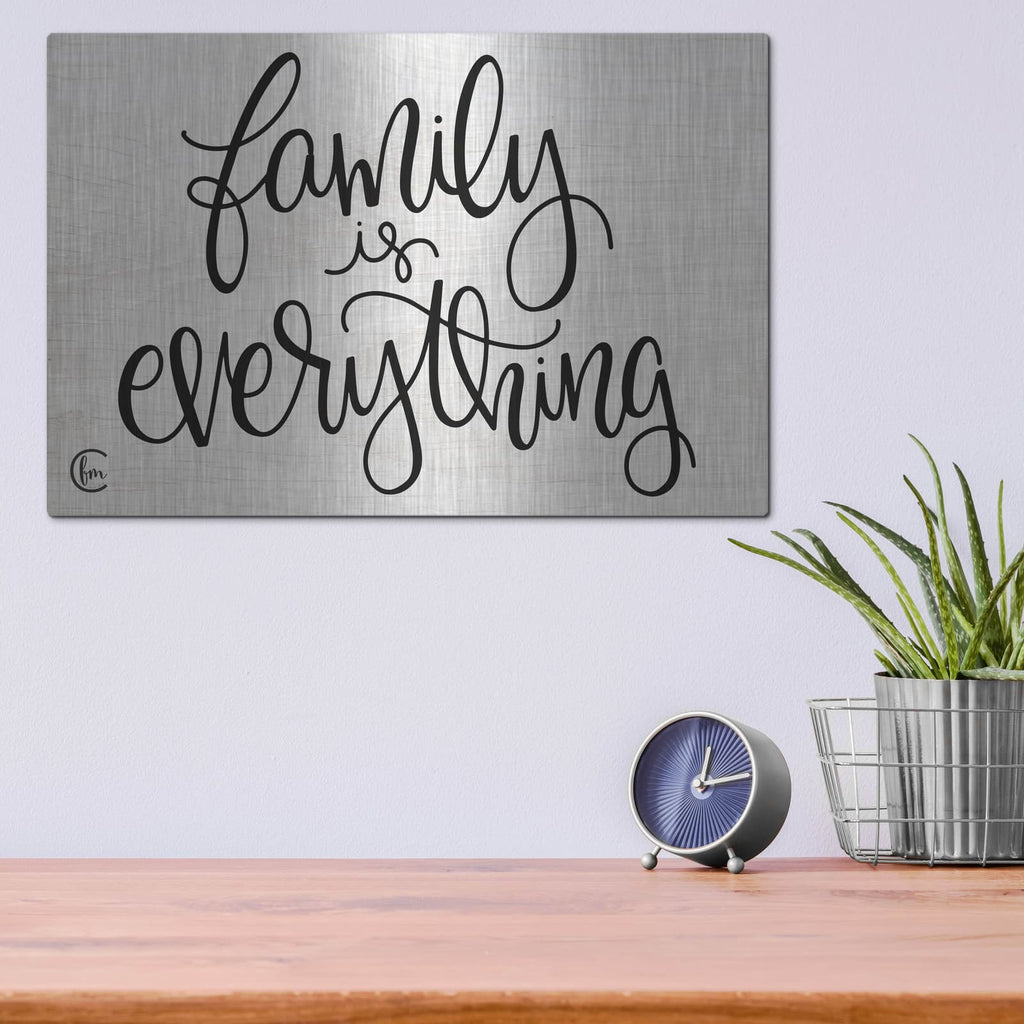 'Family is Everything' by Fearfully Made – Metal Wall Art, 16x12 room view