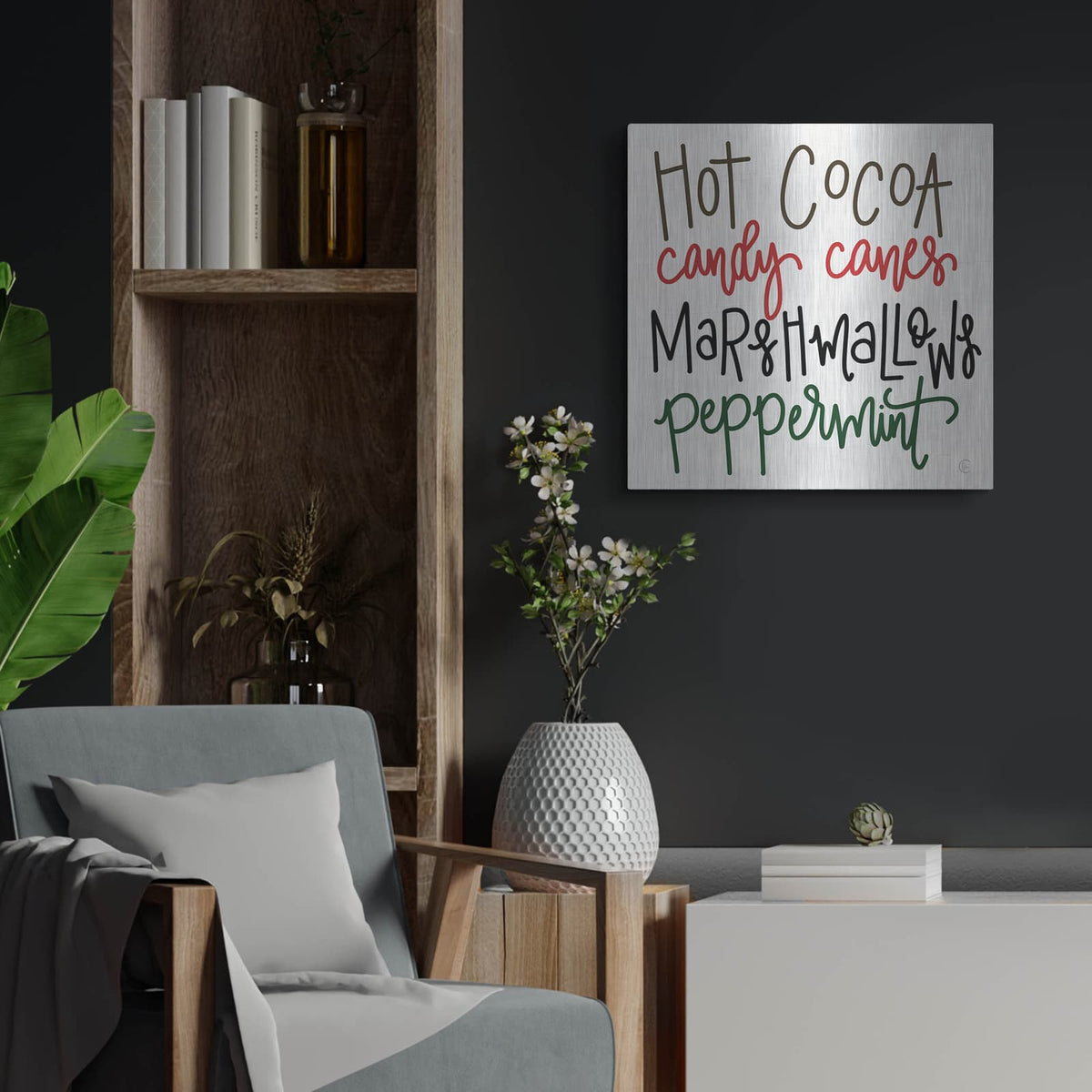'Christmas Candy' by Fearfully Made – Metal Wall Art, 24x24 room view