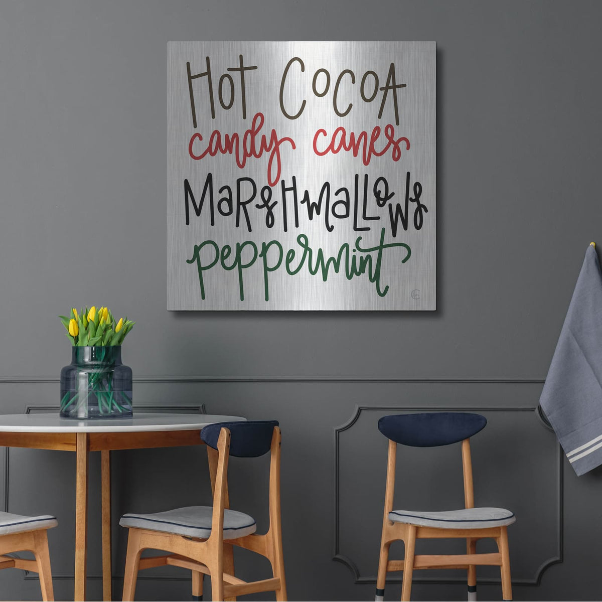 'Christmas Candy' by Fearfully Made – Metal Wall Art, 36x36 room view