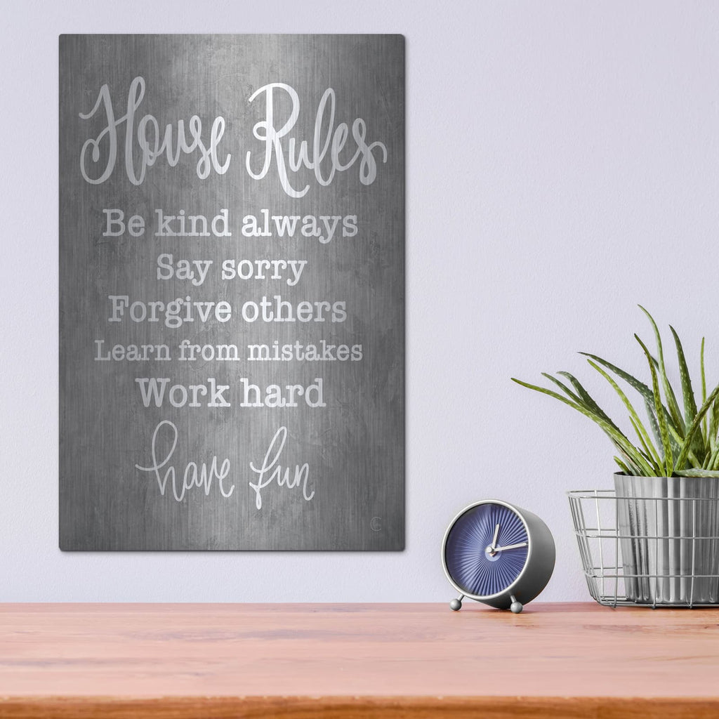 'House Rules' by Fearfully Made – Metal Wall Art, 12x16 room view