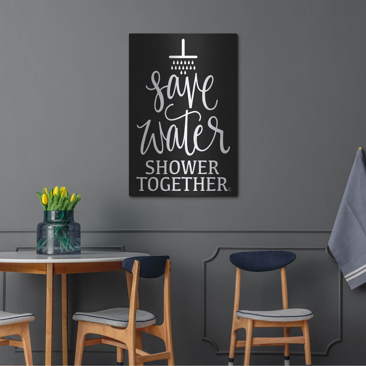 'Shower Together' by Fearfully Made – Metal Wall Art, 24x36 room view