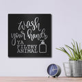 'Wash Your Hands' by Fearfully Made – Metal Wall Art, 12x12 room view