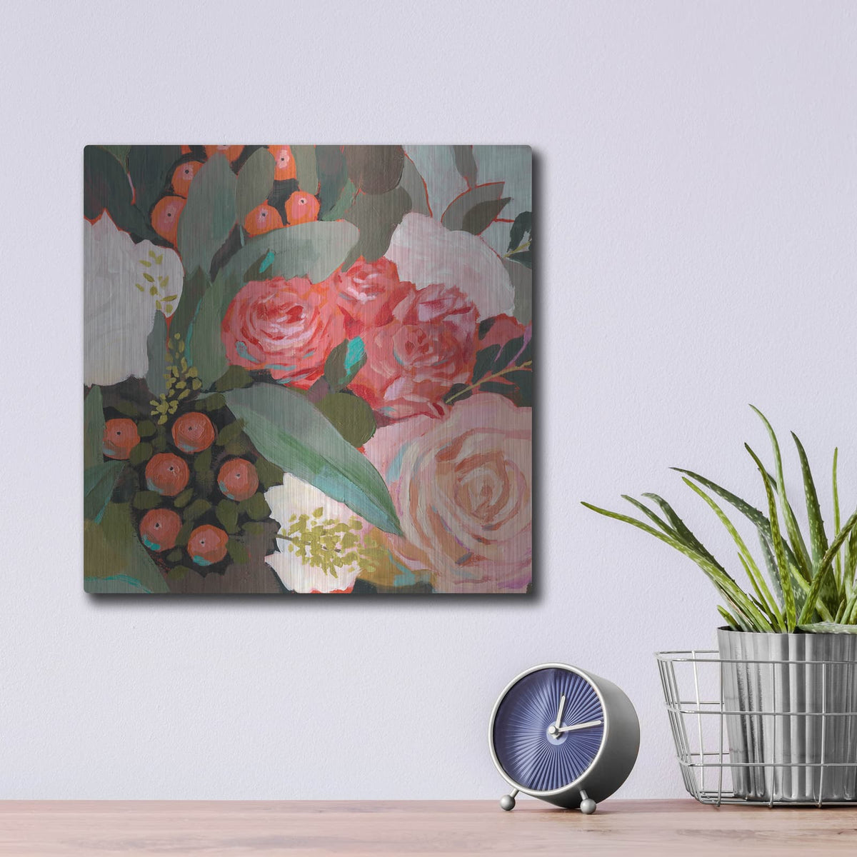 'Eucalyptus Bouquet I' by Victoria Borges – Metal Wall Art, 12x12 room view