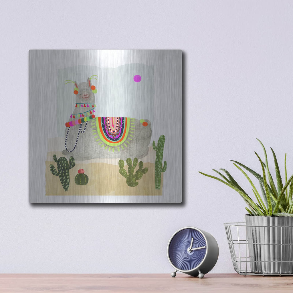 'Llamarama IV' by Victoria Borges – Metal Wall Art, 12x12 room view