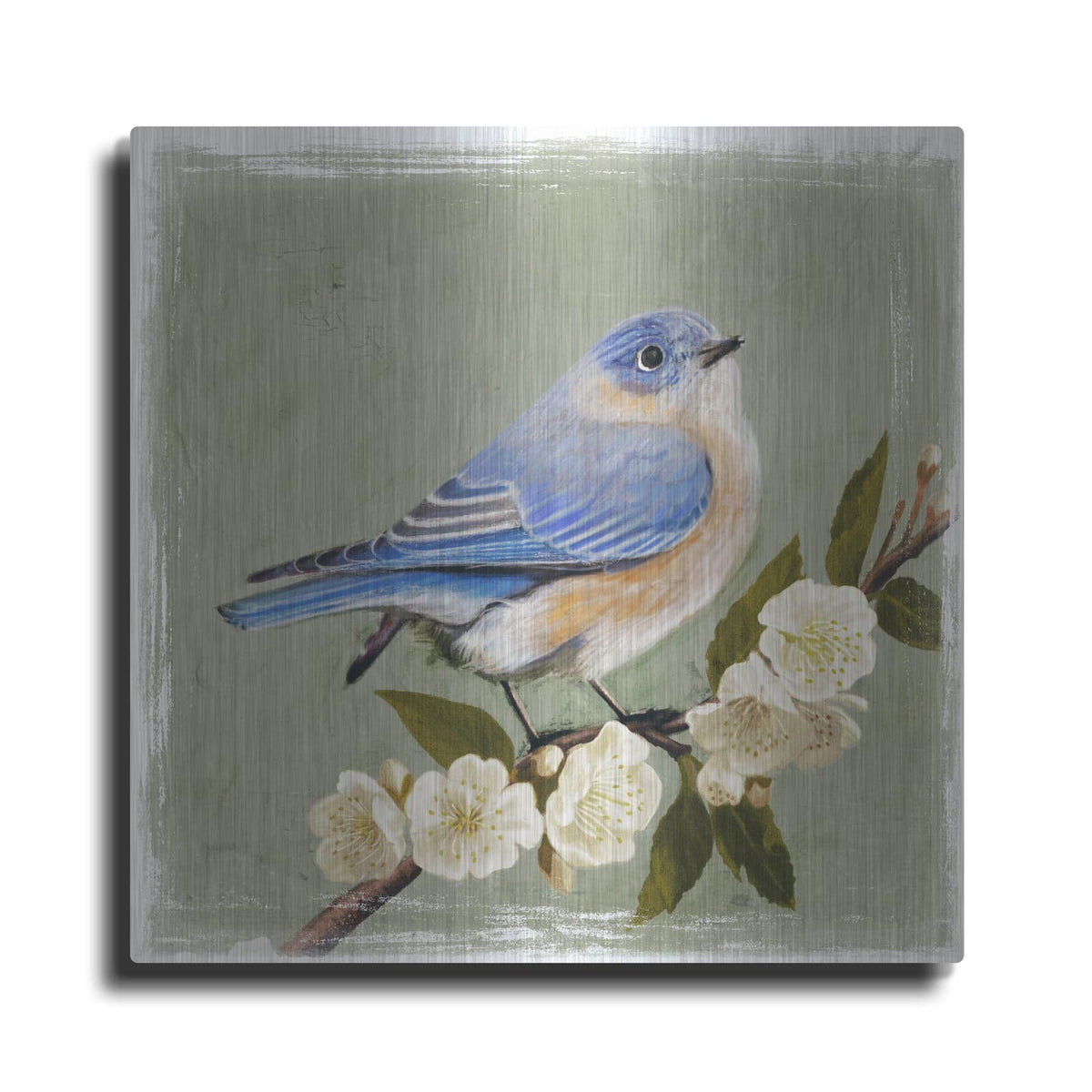 'Bluebird Branch I' by Victoria Borges – Metal Wall Art