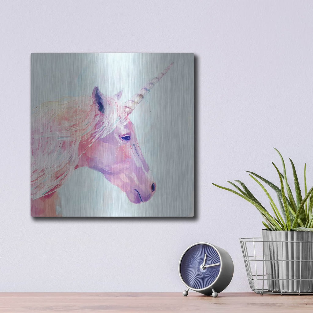'Mystic Unicorn I' by Victoria Borges – Metal Wall Art, 12x12 room view