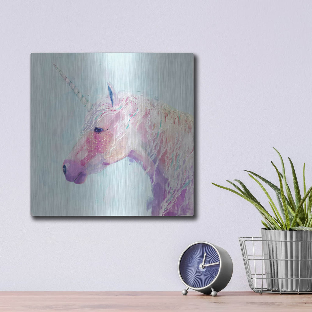 'Mystic Unicorn II' by Victoria Borges – Metal Wall Art, 12x12 room view