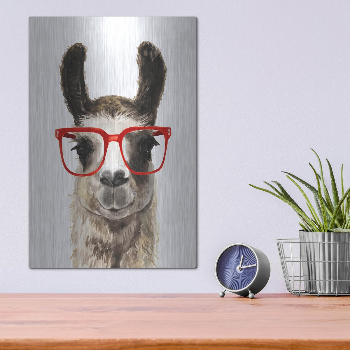 'Hip Llama I' by Victoria Borges – Metal Wall Art, 12x16 room view