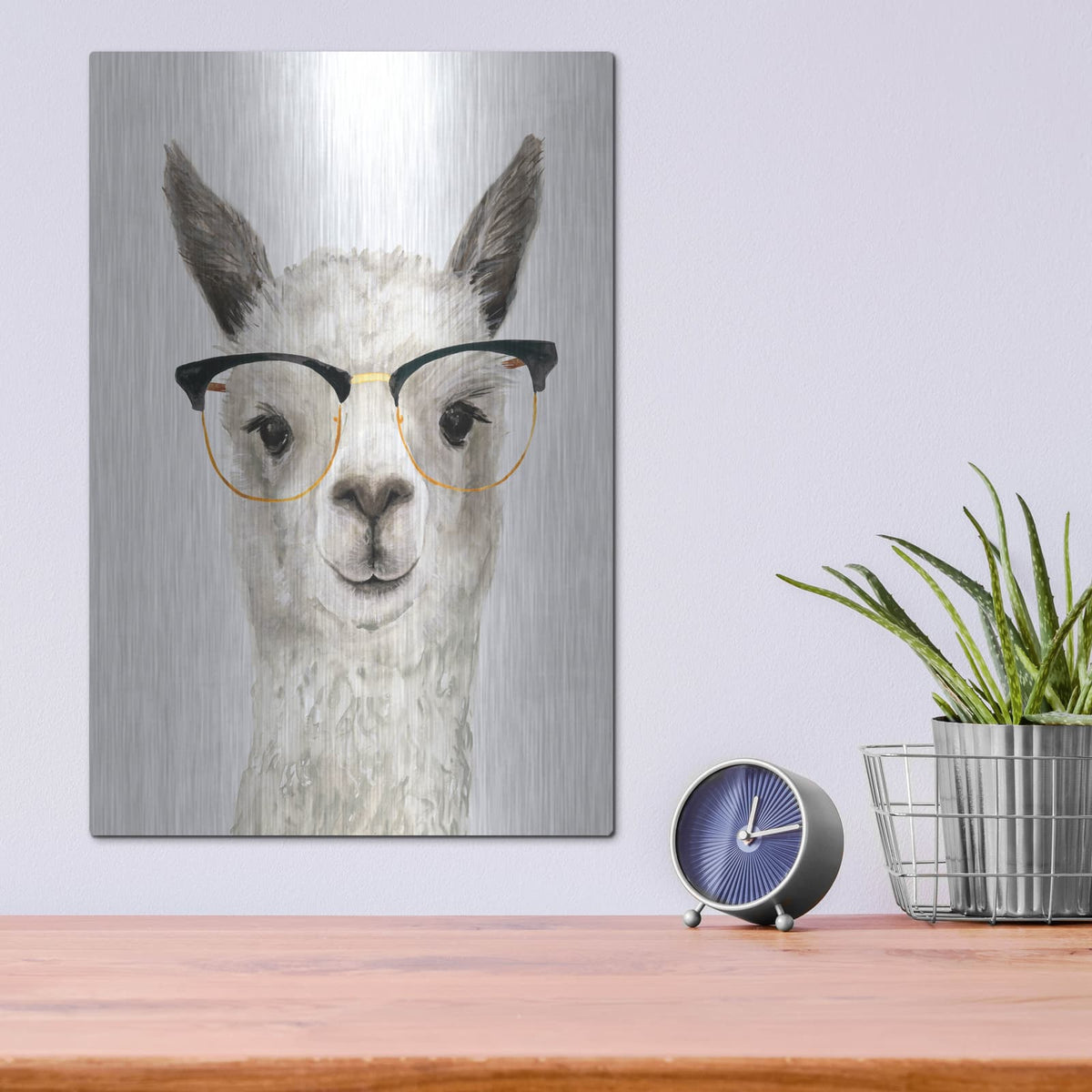 'Hip Llama IV' by Victoria Borges – Metal Wall Art, 12x16 room view