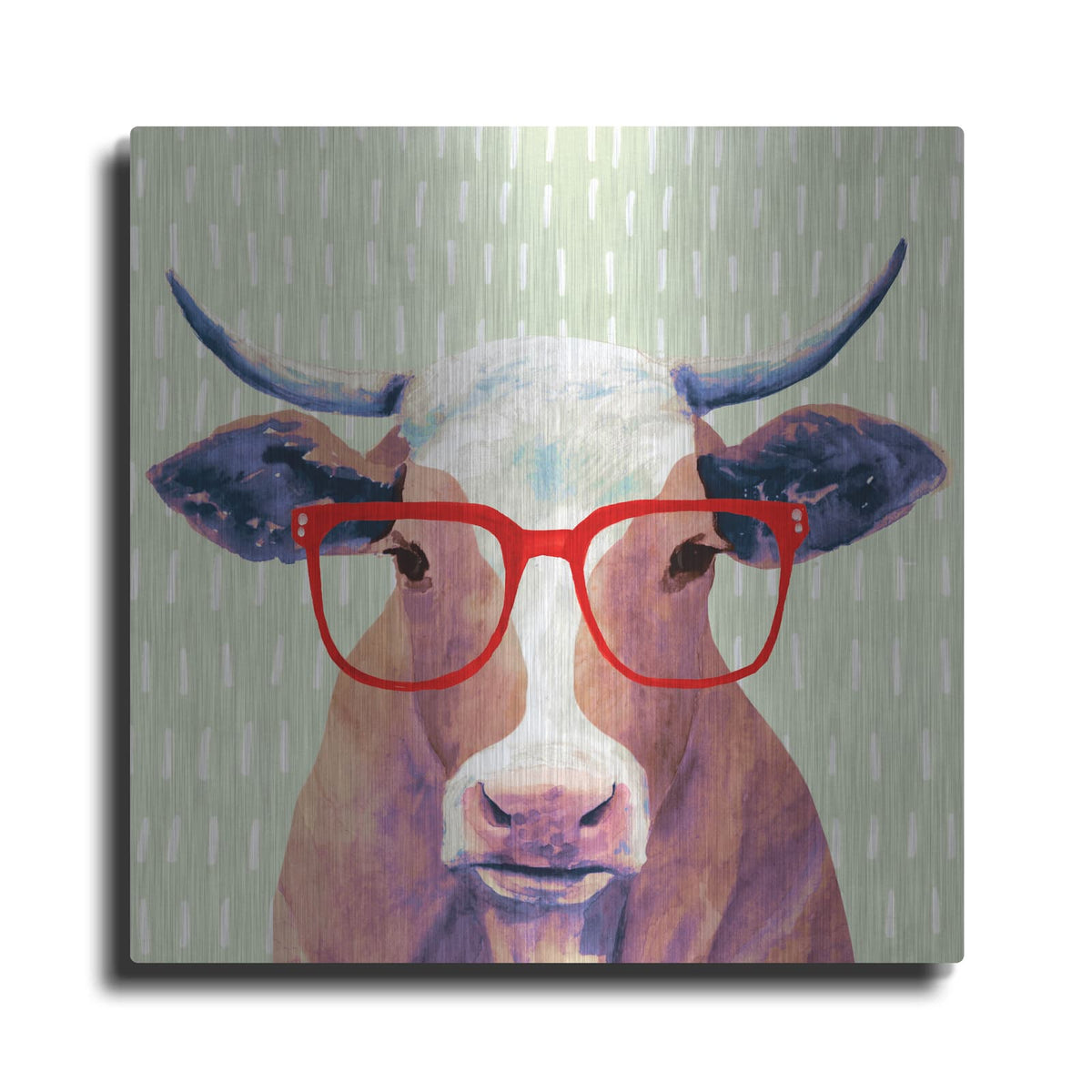 'Bespectacled Bovine I' by Victoria Borges – Metal Wall Art