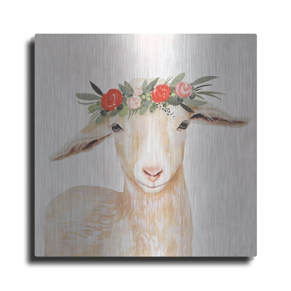 'Garden Goat I' by Victoria Borges – Metal Wall Art
