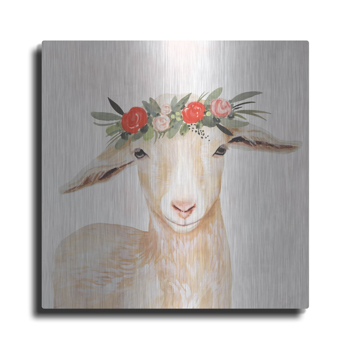 'Garden Goat I' by Victoria Borges – Metal Wall Art