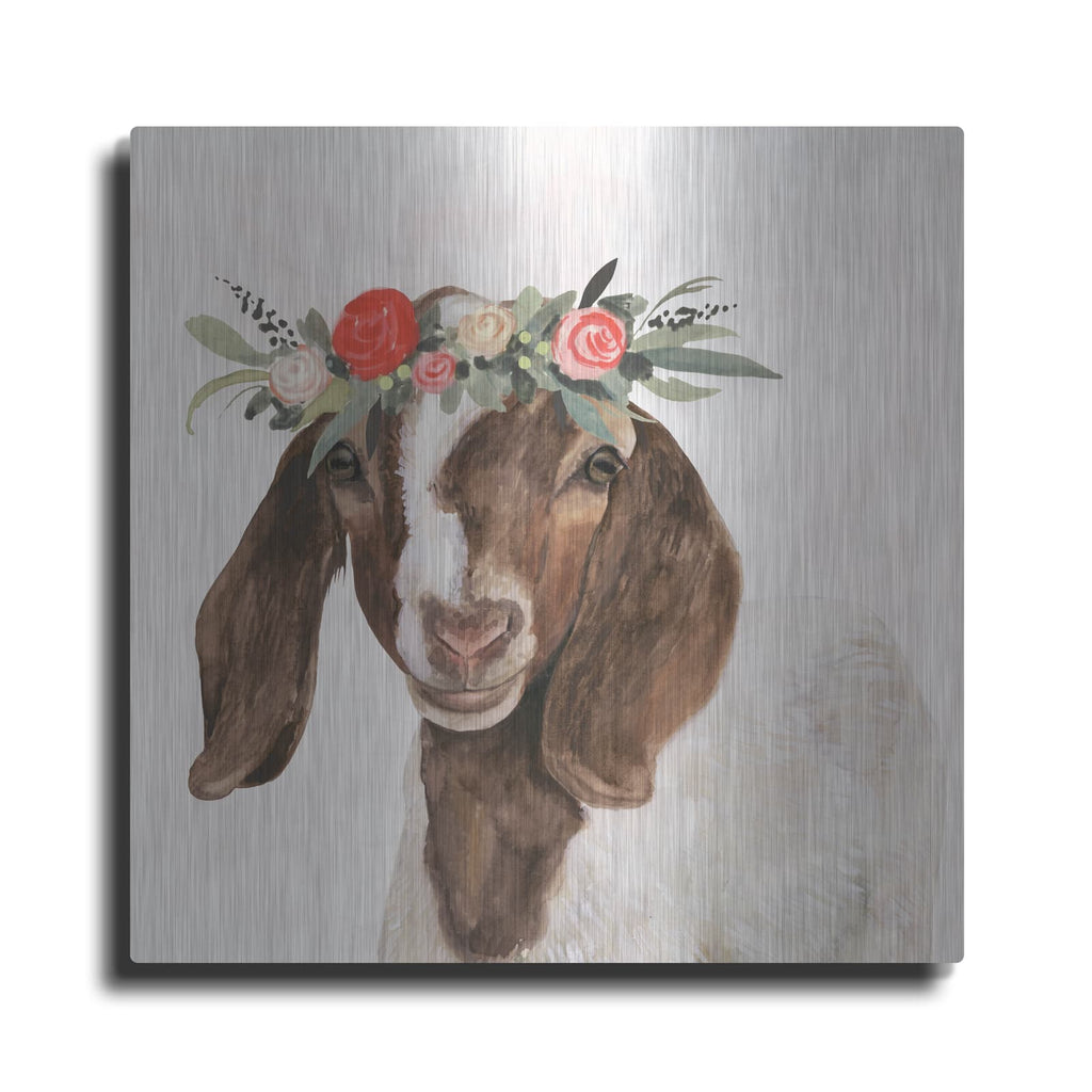 'Garden Goat II' by Victoria Borges – Metal Wall Art