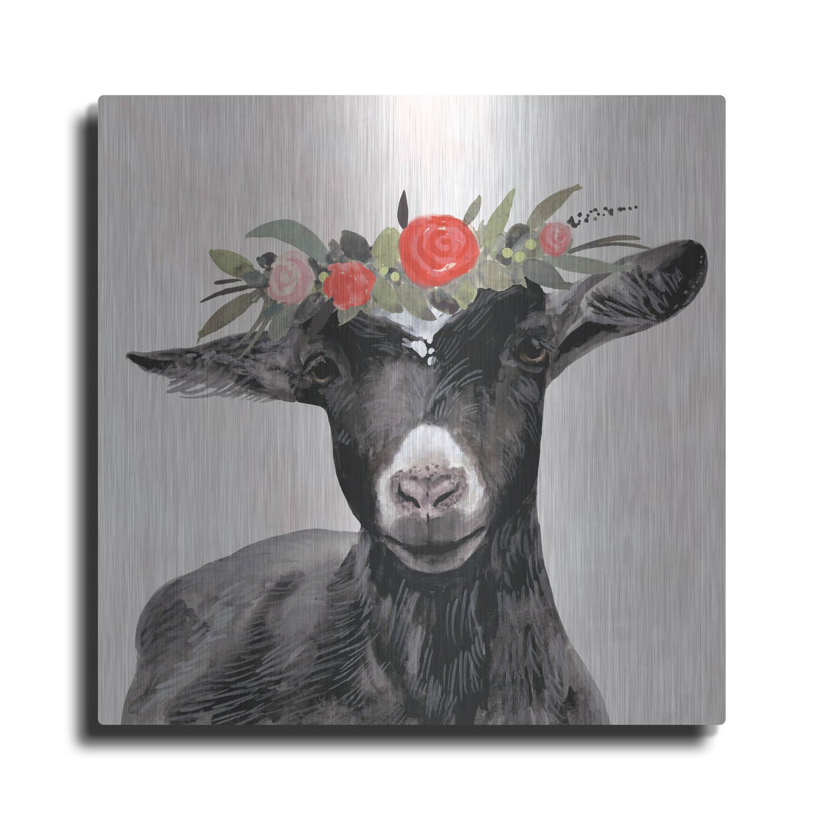 'Garden Goat III' by Victoria Borges – Metal Wall Art