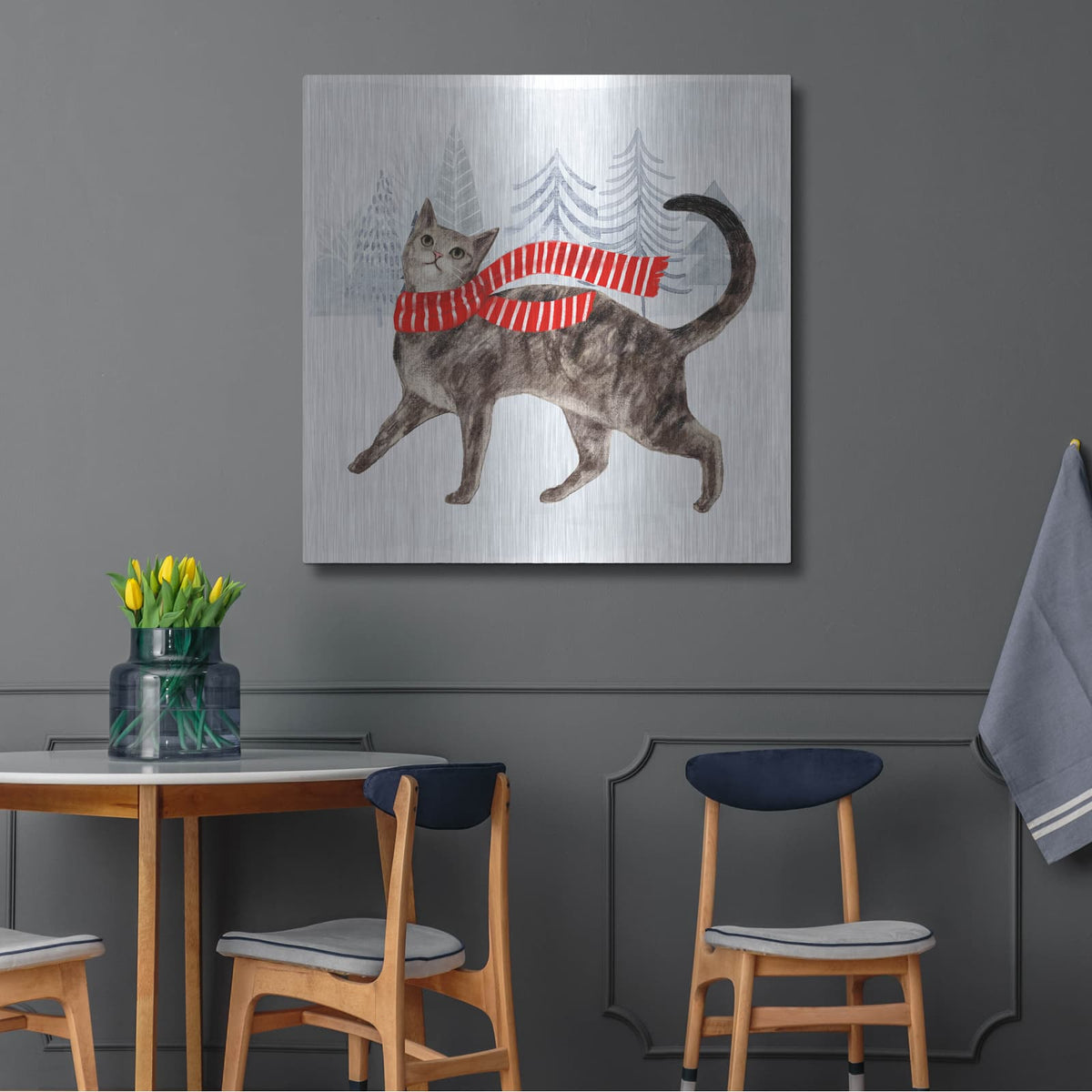 'Christmas Cats & Dogs I' by Victoria Borges – Metal Wall Art, 36x36 room view