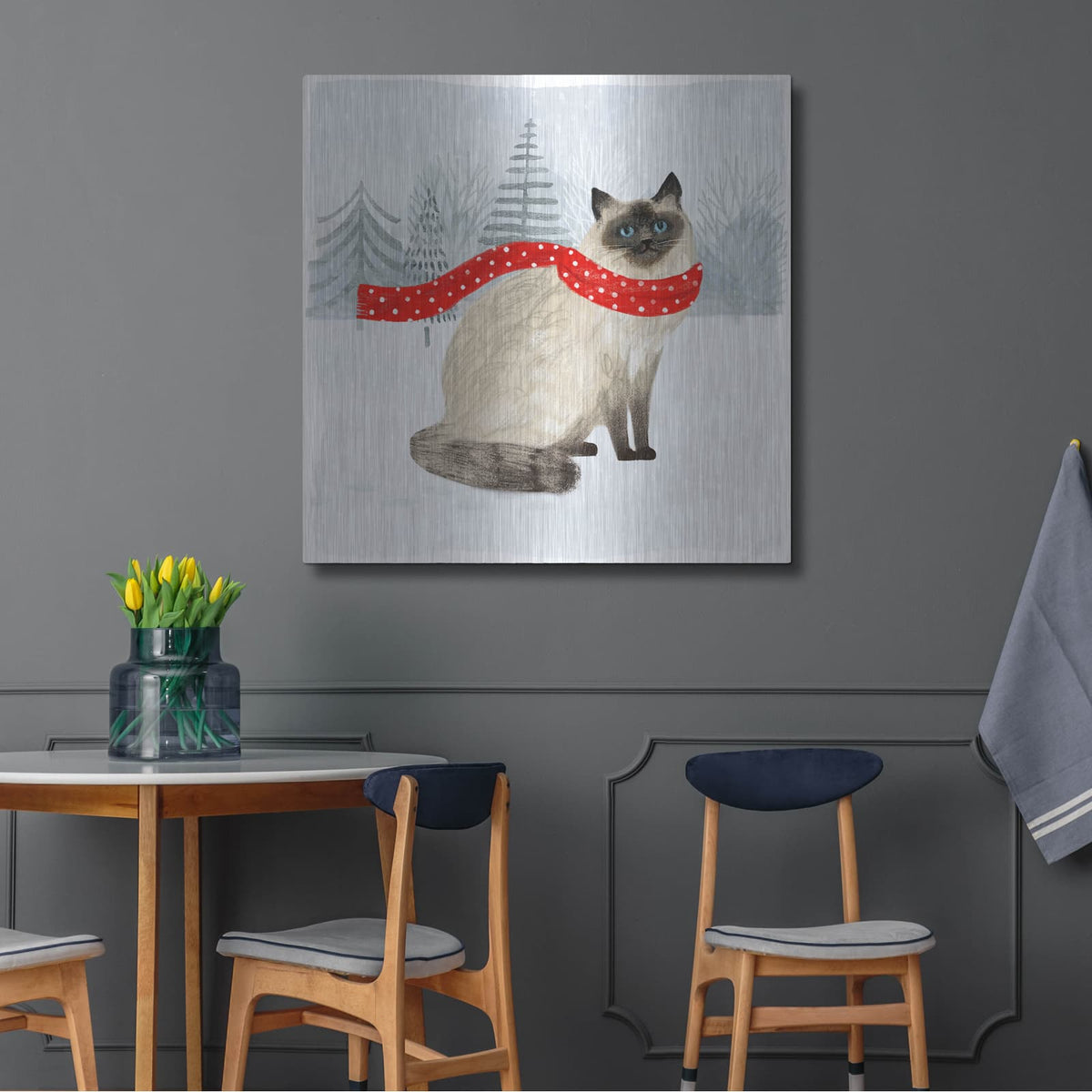 'Christmas Cats & Dogs III' by Victoria Borges – Metal Wall Art, 36x36 room view