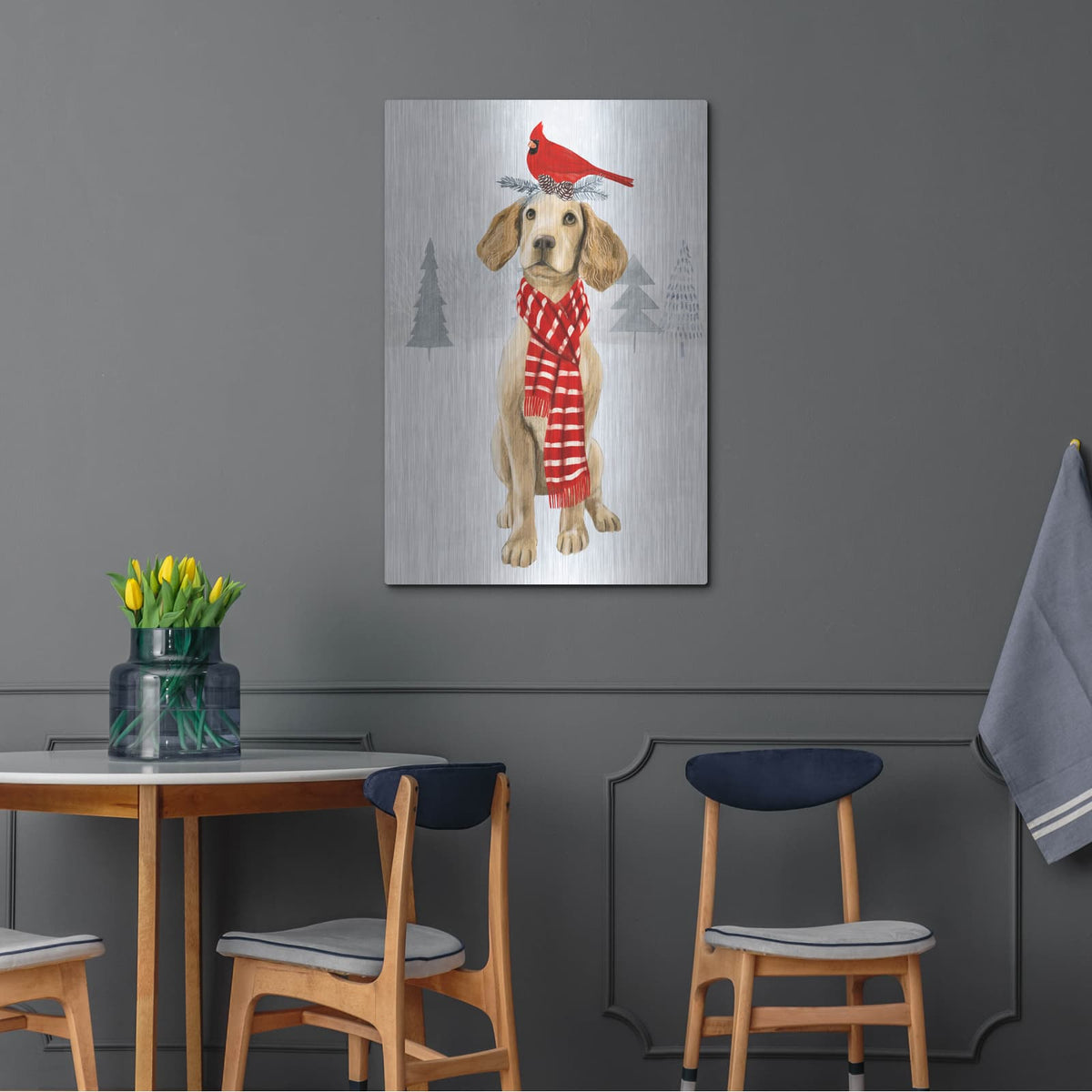 'Christmas Cats & Dogs V' by Victoria Borges – Metal Wall Art, 24x36 room view