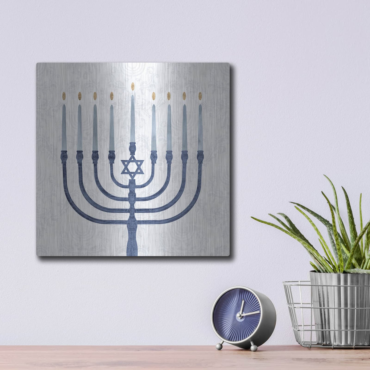 'Sophisticated Hanukkah II' by Victoria Borges – Metal Wall Art, 12x12 room view