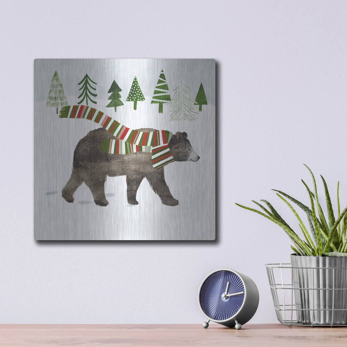 'Wood Land Christmas I' by Victoria Borges – Metal Wall Art, 12x12 room view