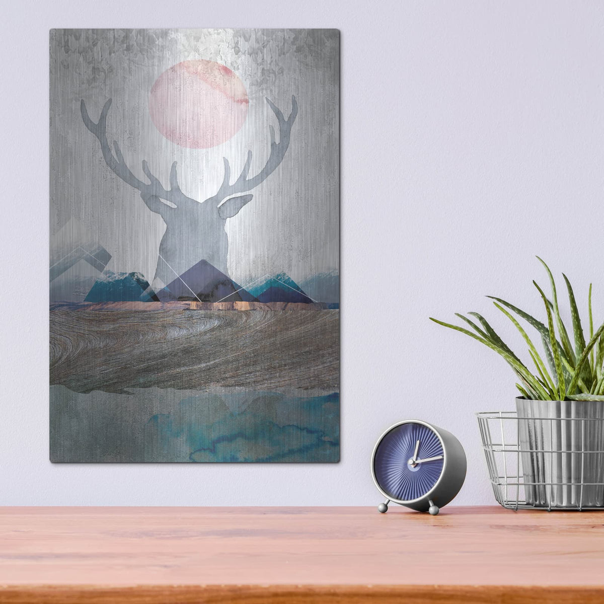 'Deer and Mountains 2' by Louis Duncan – Metal Wall Art, 12x16 room view