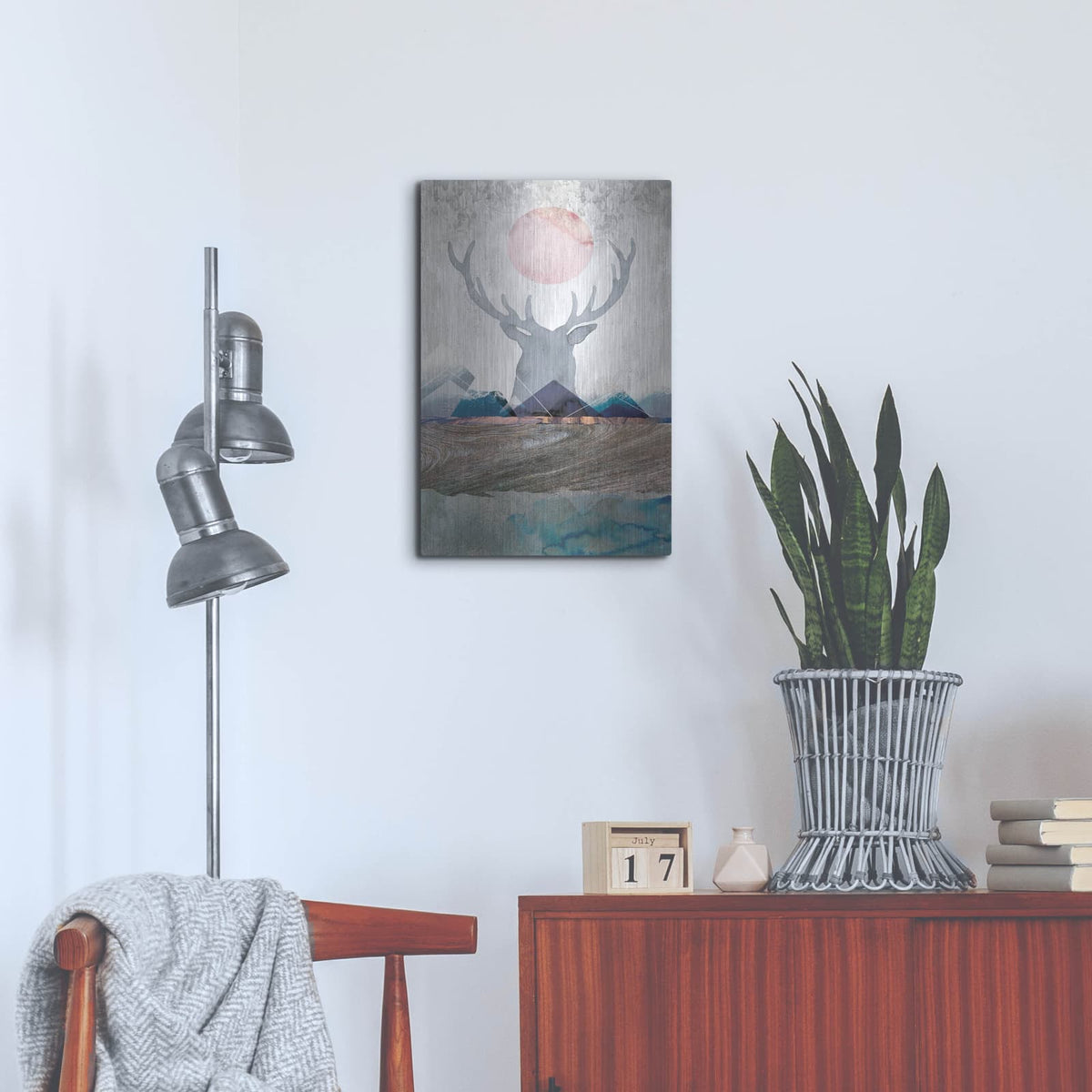 'Deer and Mountains 2' by Louis Duncan – Metal Wall Art, 16x24 room view