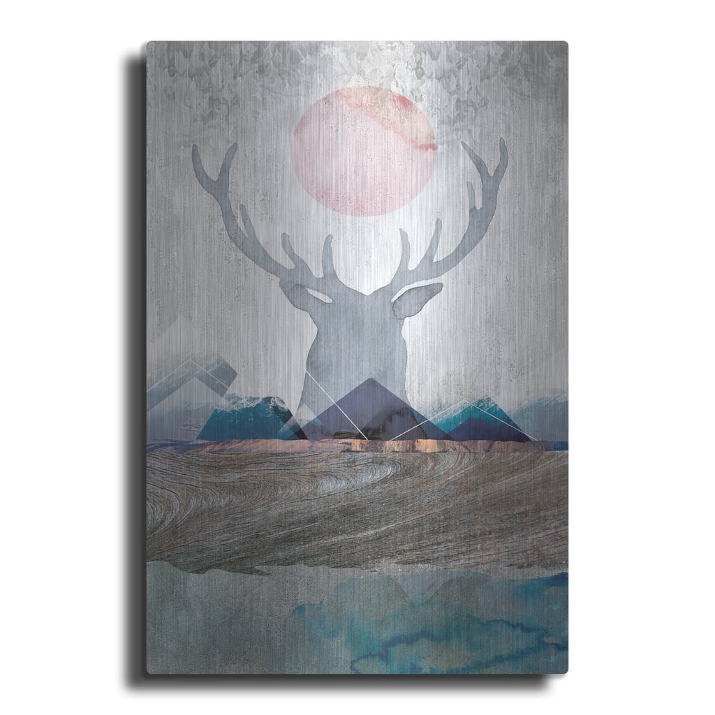 'Deer and Mountains 2' by Louis Duncan – Metal Wall Art