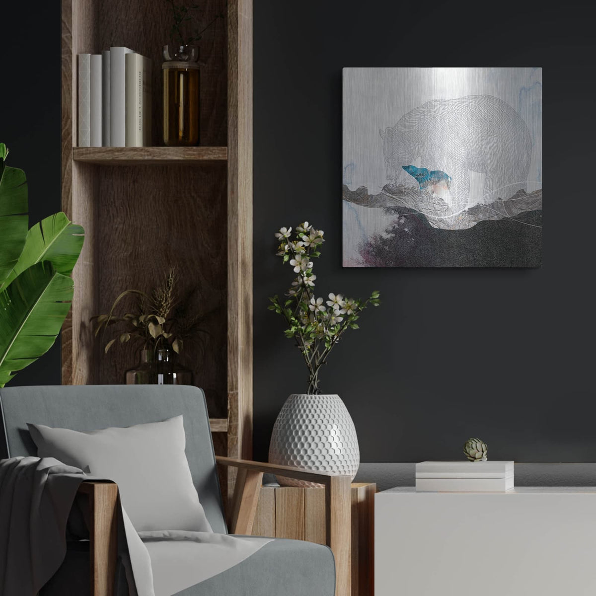 'Bear 2' by Louis Duncan – Metal Wall Art, 24x24 room view