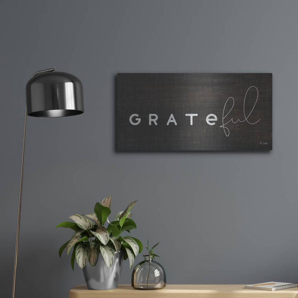 'Grateful' by Jaxn Blvd – Metal Wall Art, 24x12 room view