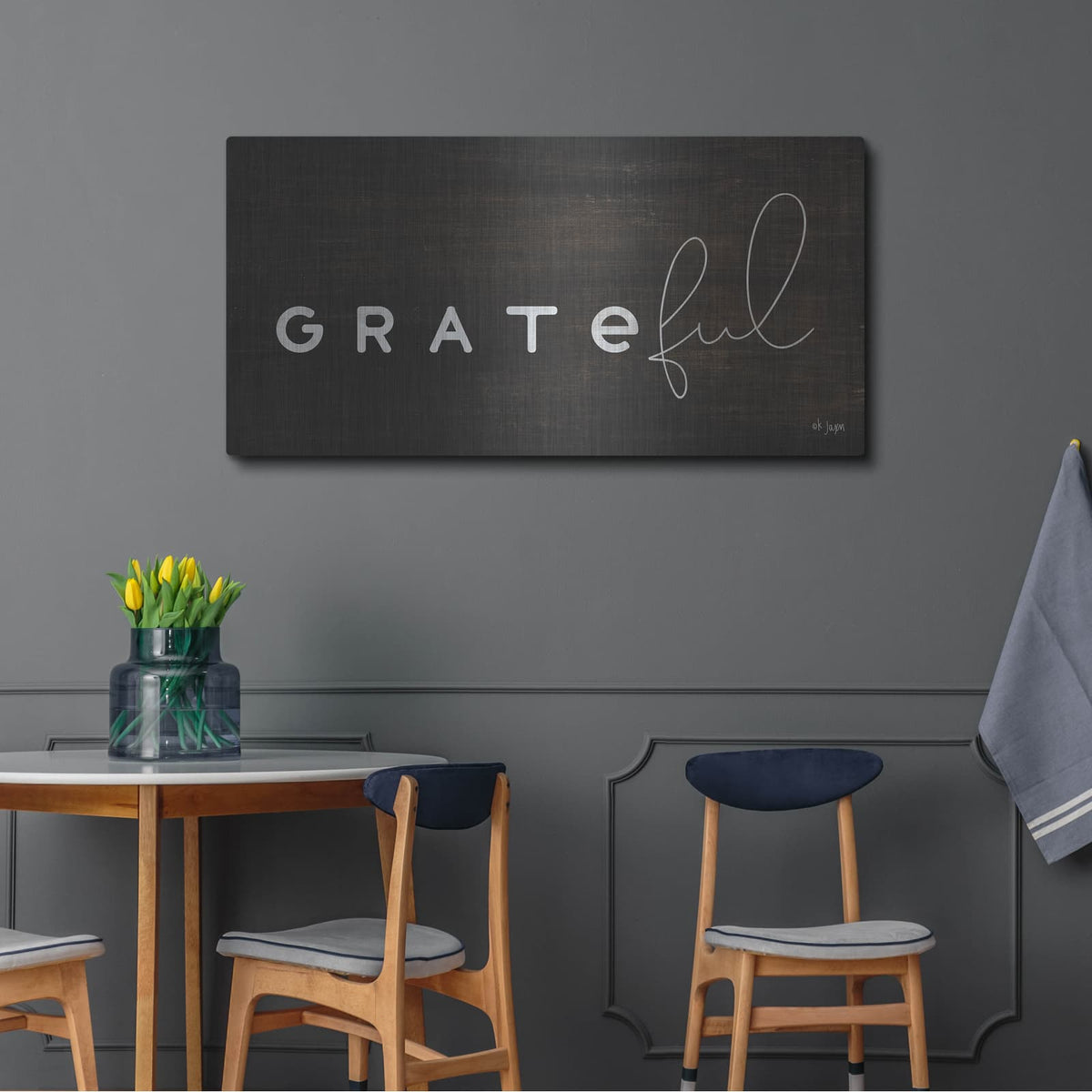 'Grateful' by Jaxn Blvd – Metal Wall Art, 48x24 room view