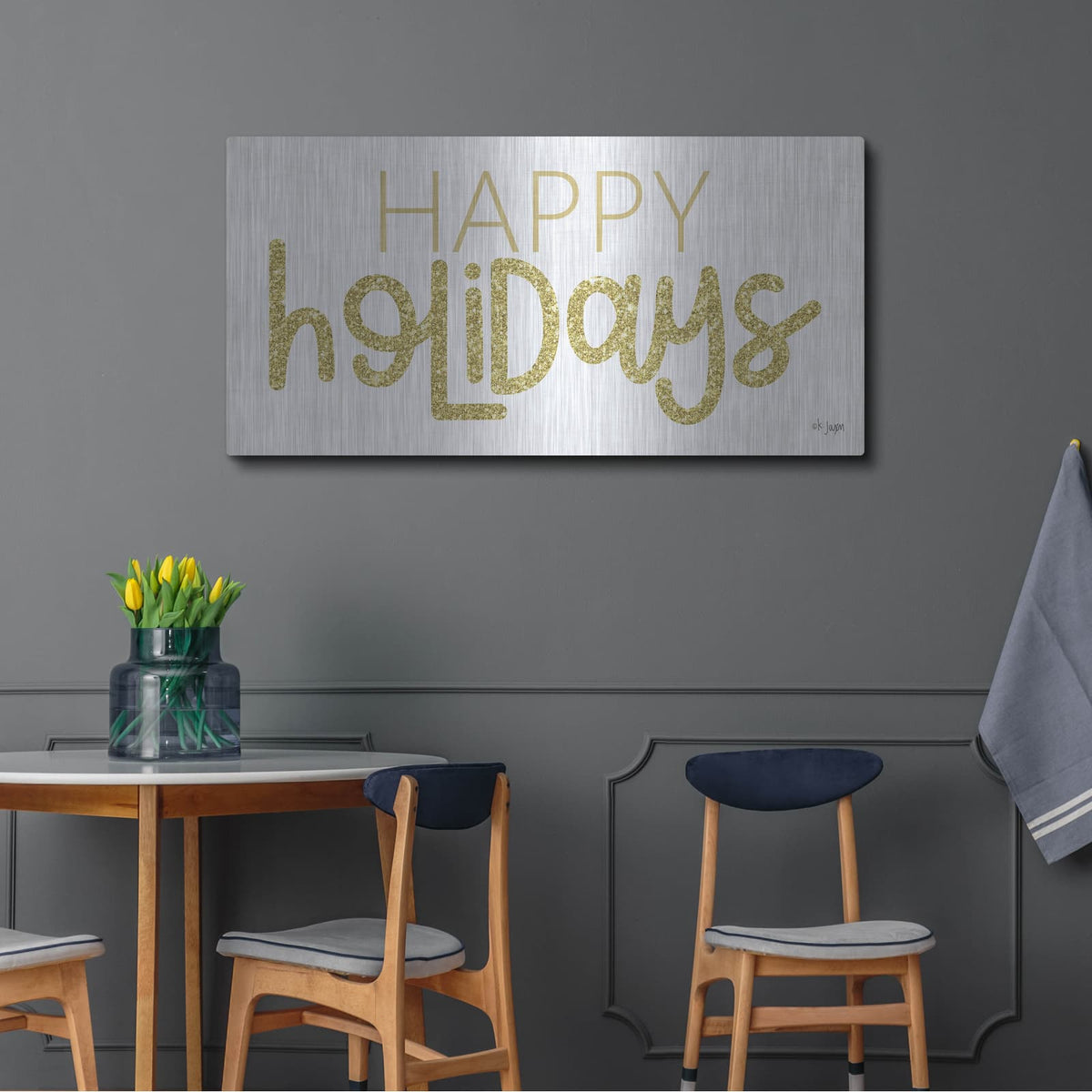 'Happy Holidays' by Jaxn Blvd – Metal Wall Art, 48x24 room view