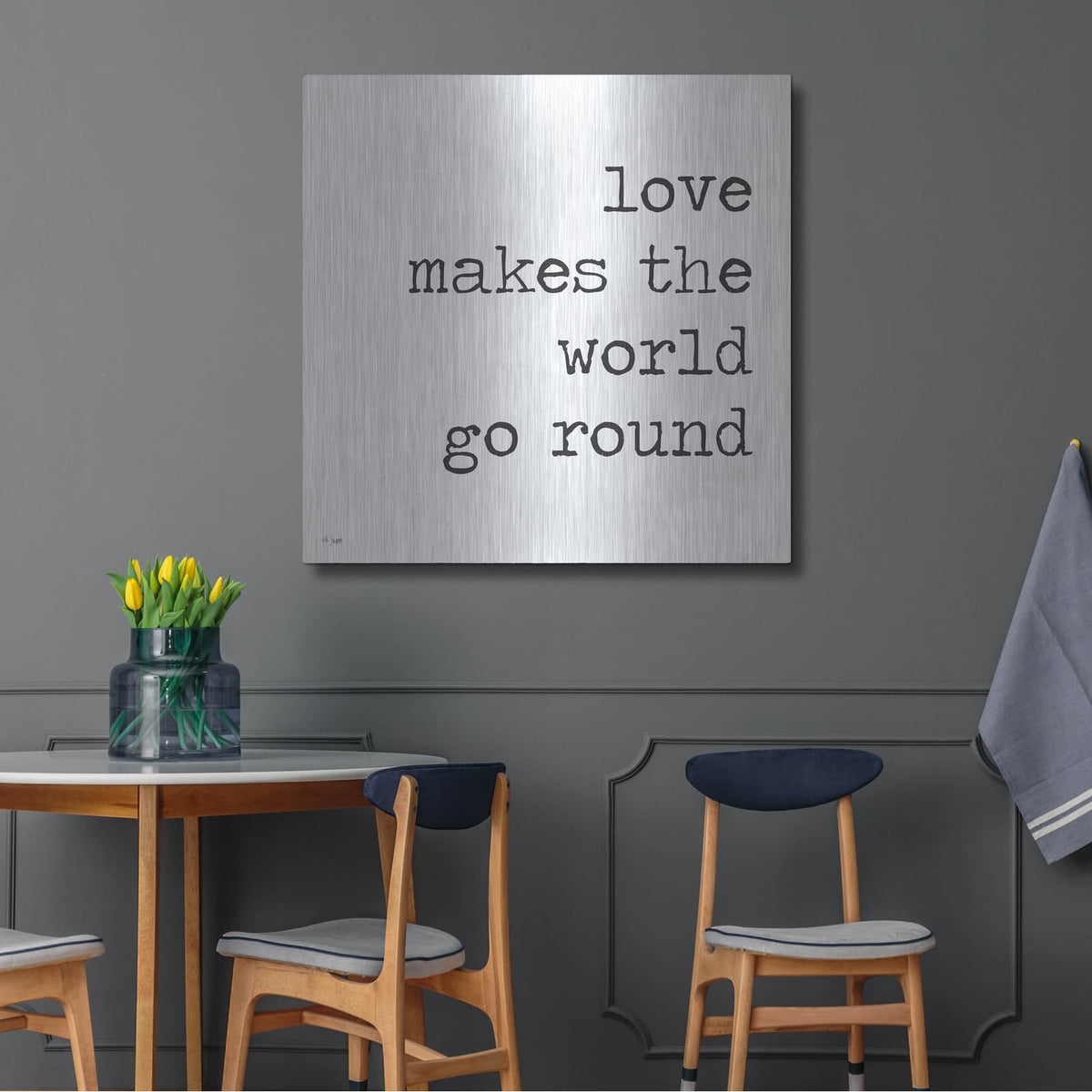 'Love Makes the World Go Round' by Jaxn Blvd – Metal Wall Art, 36x36 room view