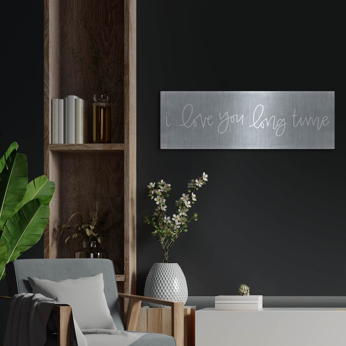 'I Love You Long Time' by Jaxn Blvd – Metal Wall Art, 36x12 room view