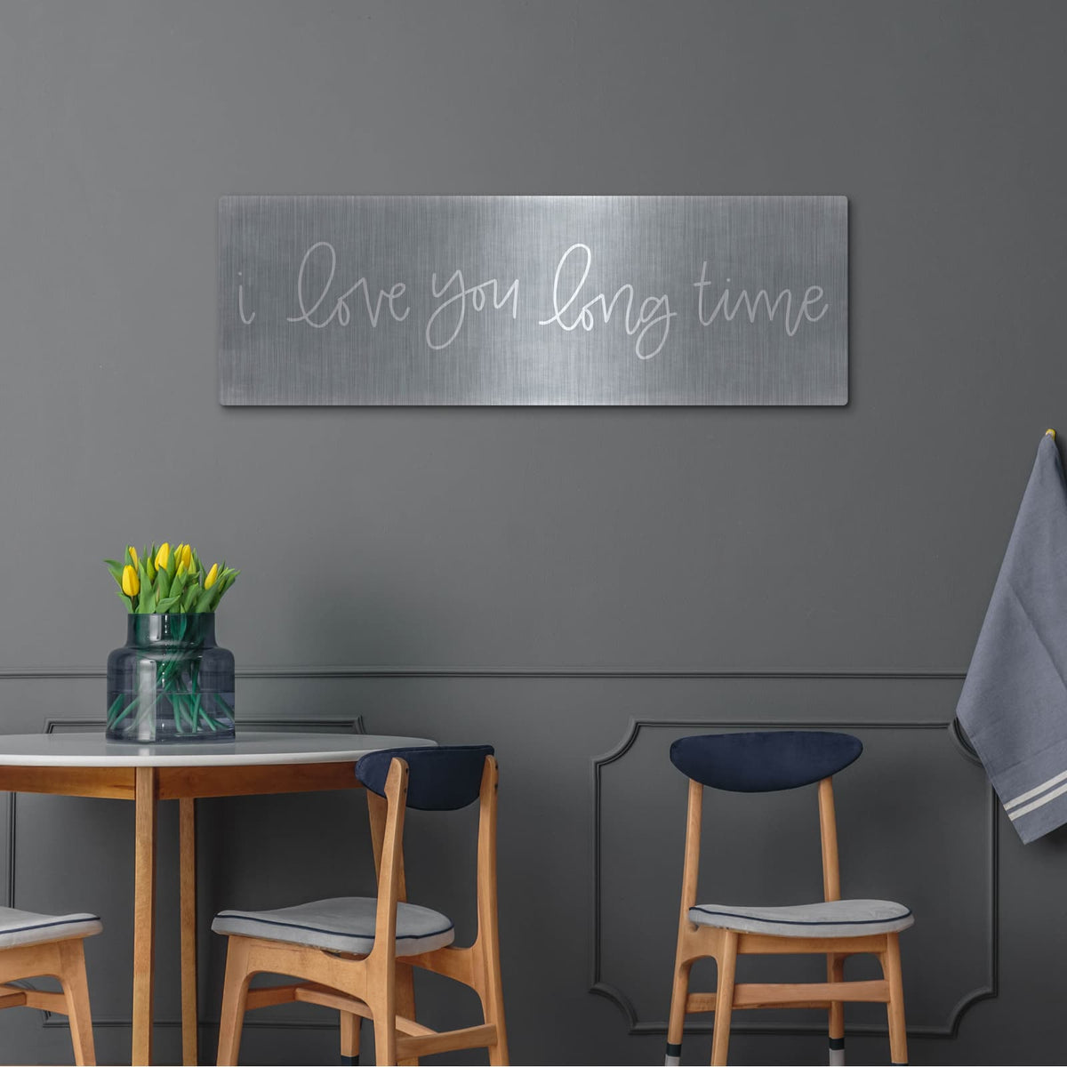 'I Love You Long Time' by Jaxn Blvd – Metal Wall Art, 48x16 room view
