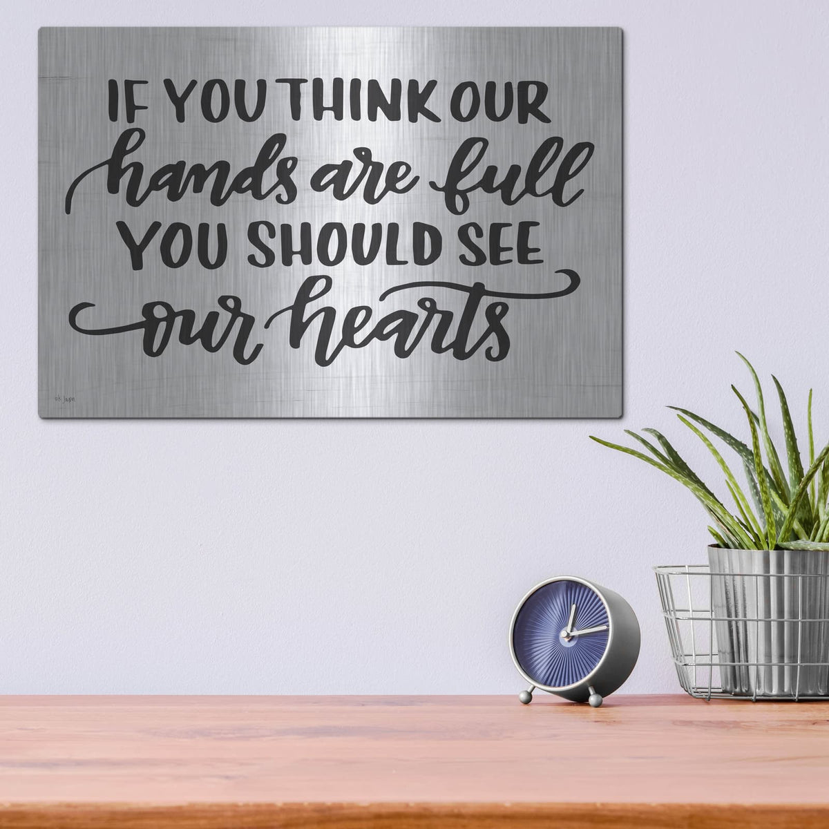 'Our Hearts' by Jaxn Blvd – Metal Wall Art, 16x12 room view