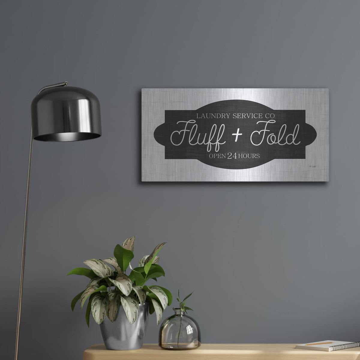 'Fluff & Fold' by Jaxn Blvd – Metal Wall Art, 24x12 room view