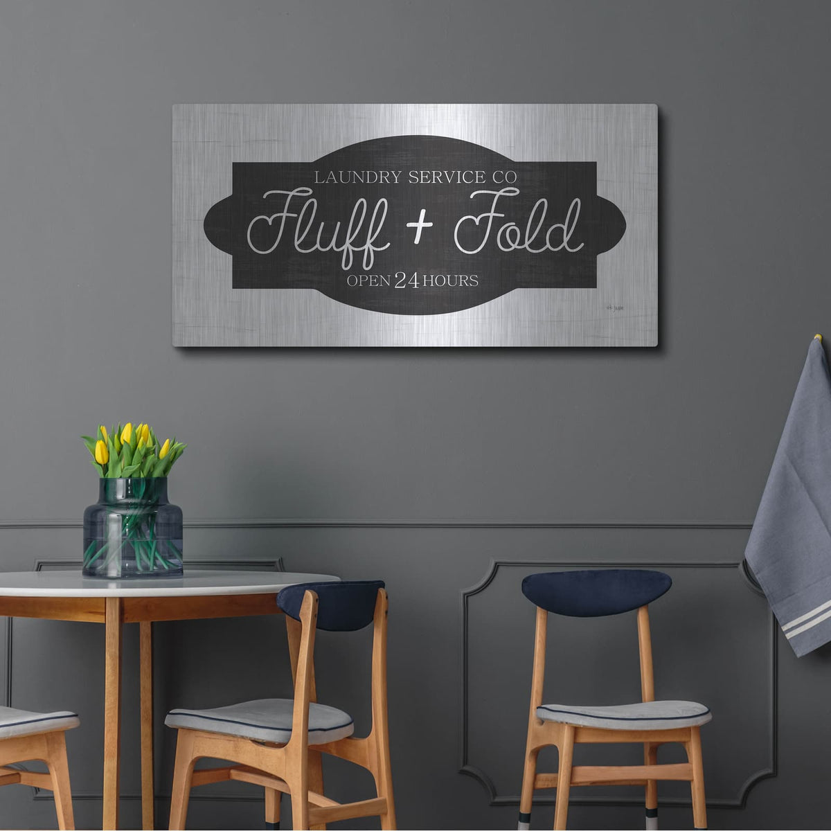 'Fluff & Fold' by Jaxn Blvd – Metal Wall Art, 48x24 room view