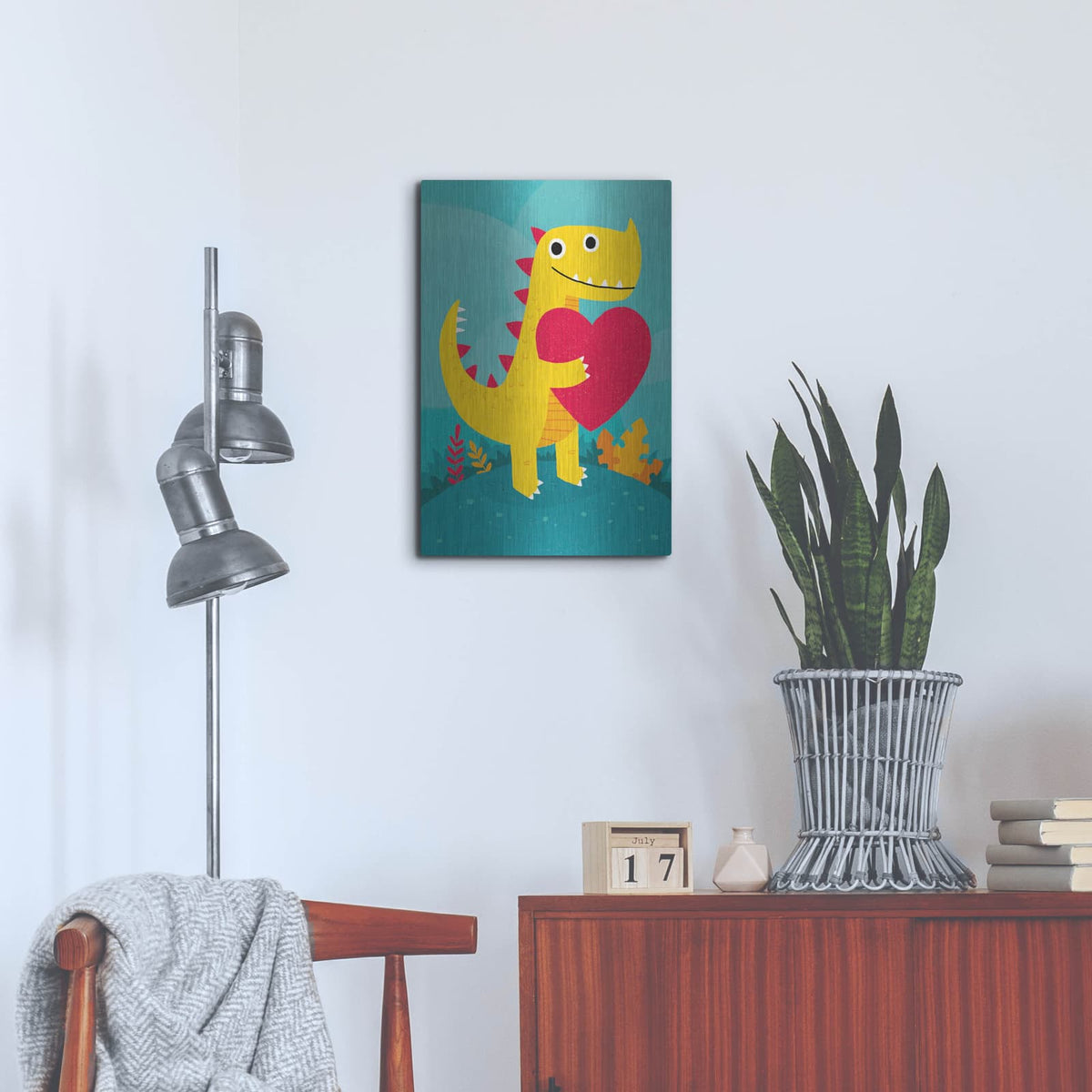 'Dino Love' by Michael Buxton – Metal Wall Art, 16x24 room view