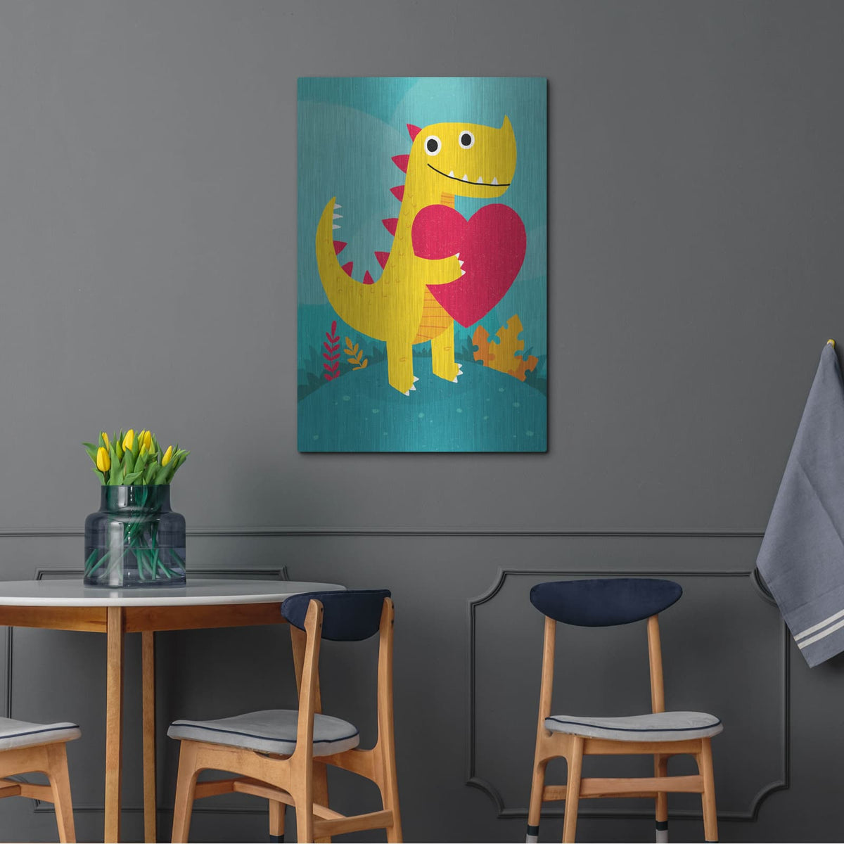 'Dino Love' by Michael Buxton – Metal Wall Art, 24x36 room view