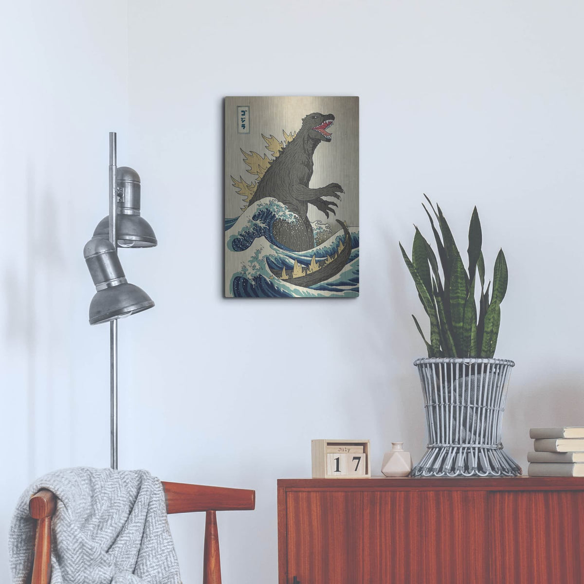 'The Great Monster off Kanagawa' by Michael Buxton – Metal Wall Art, 16x24 room view