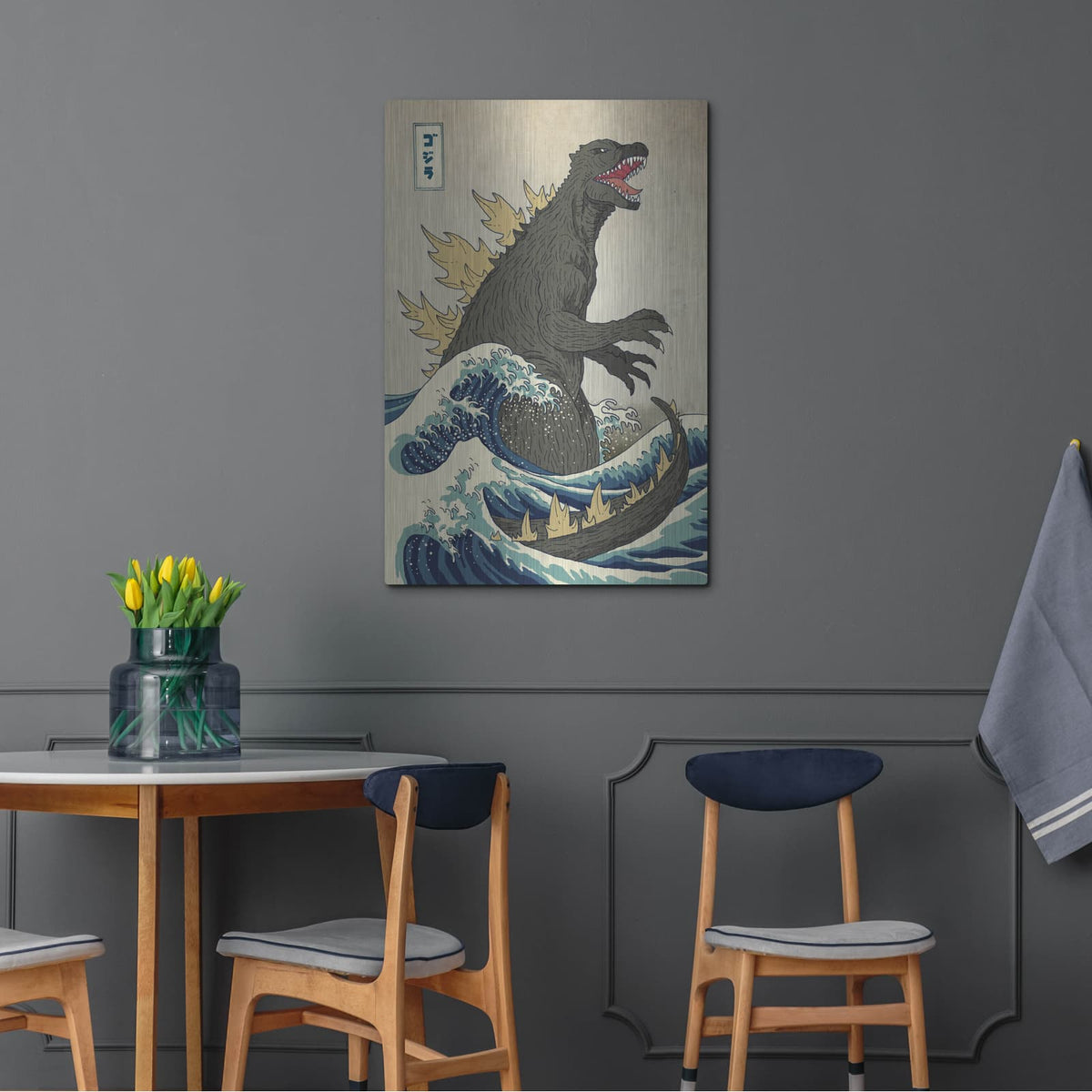 'The Great Monster off Kanagawa' by Michael Buxton – Metal Wall Art, 24x36 room view